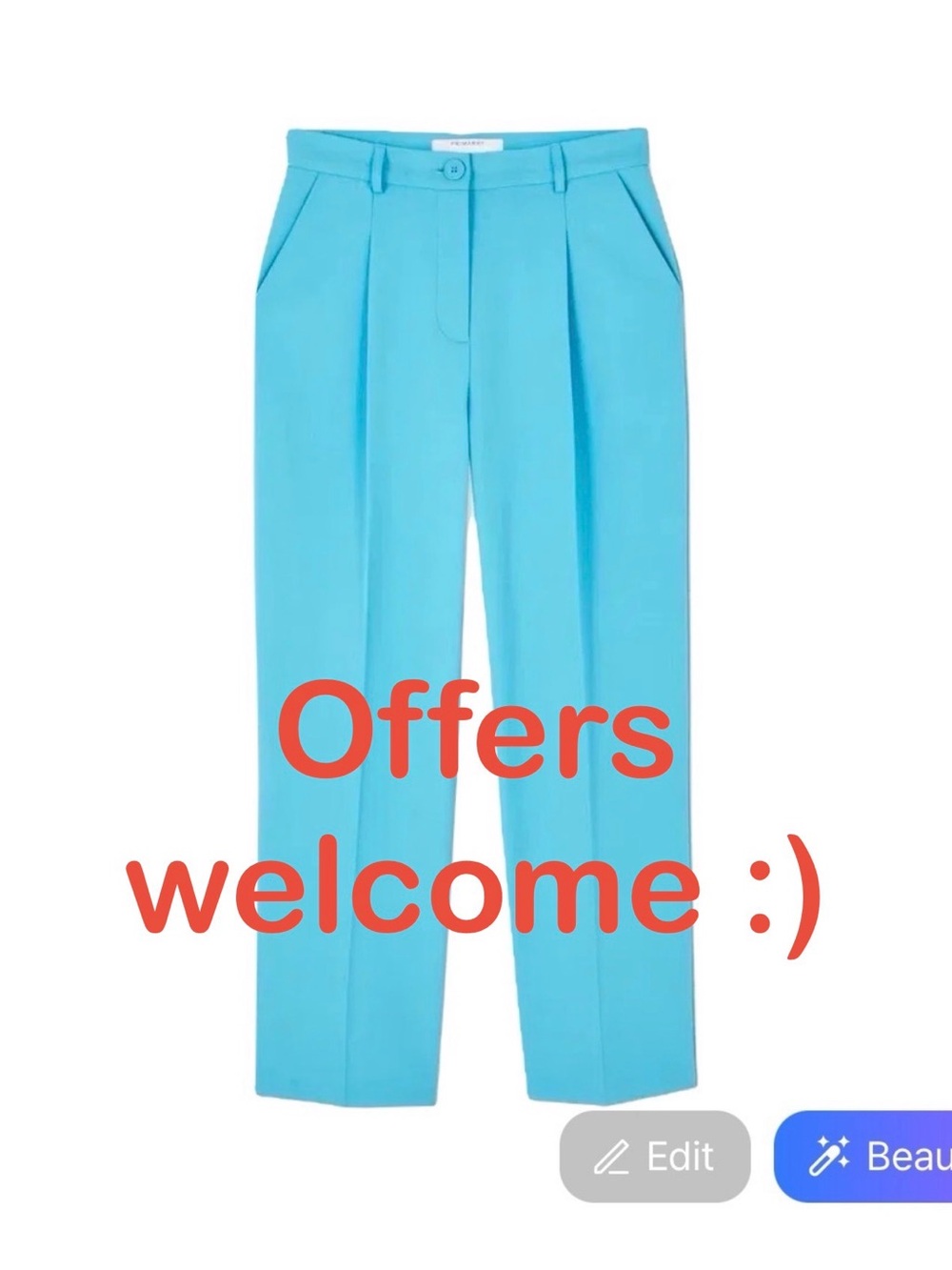 Turquoise High-Waist Pleated Pants